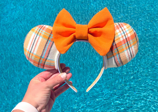 Orange Cream Plaid Fall Mouse Ears