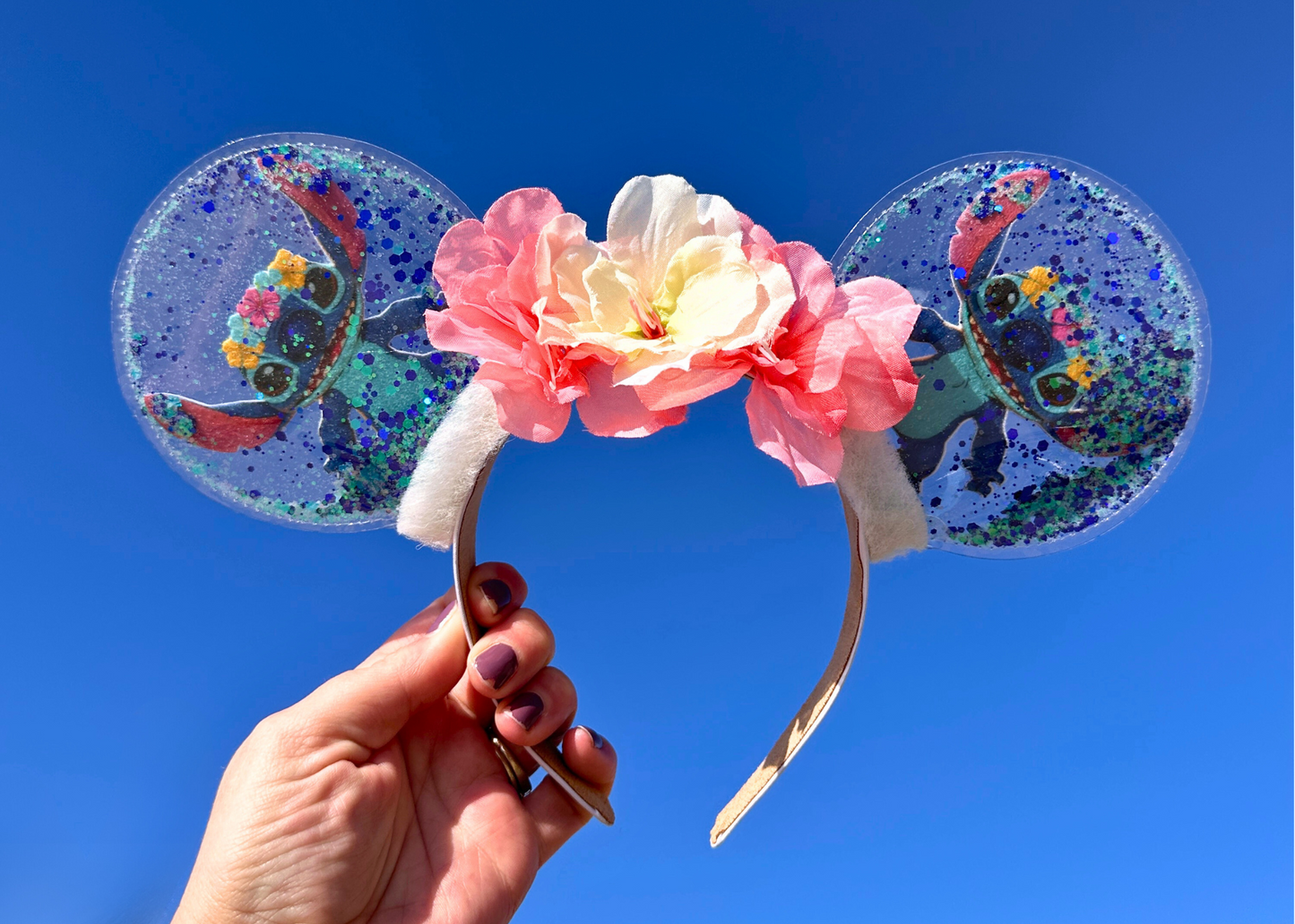 Stitch inspired Glitter Bubble Mickey Ears