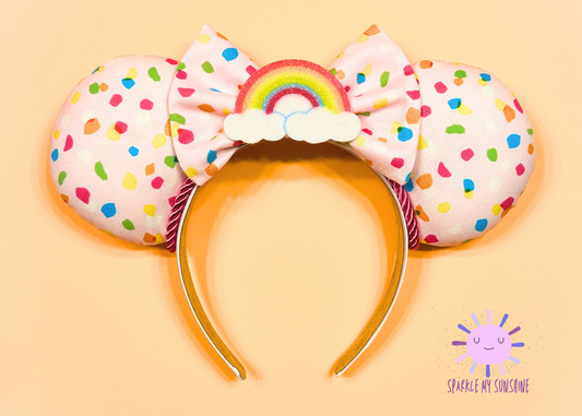 Rainbow Pride Pink Confetti Mouse Ears