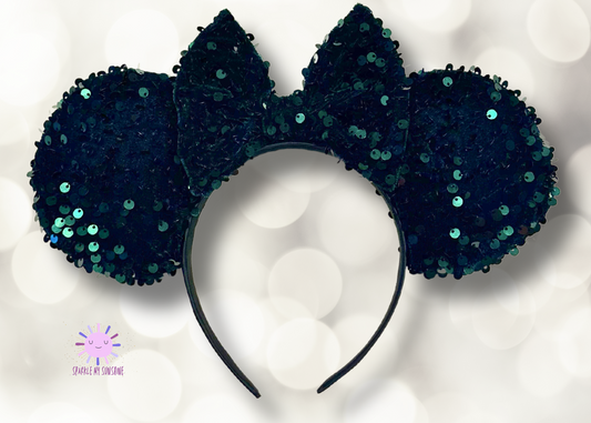 Emerald Green Velvet Sequin Mouse Ears