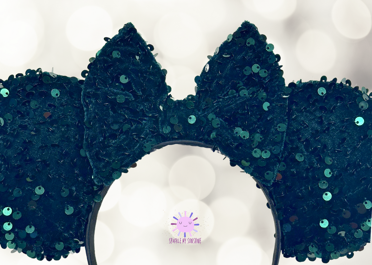 Emerald Green Velvet Sequin Mouse Ears