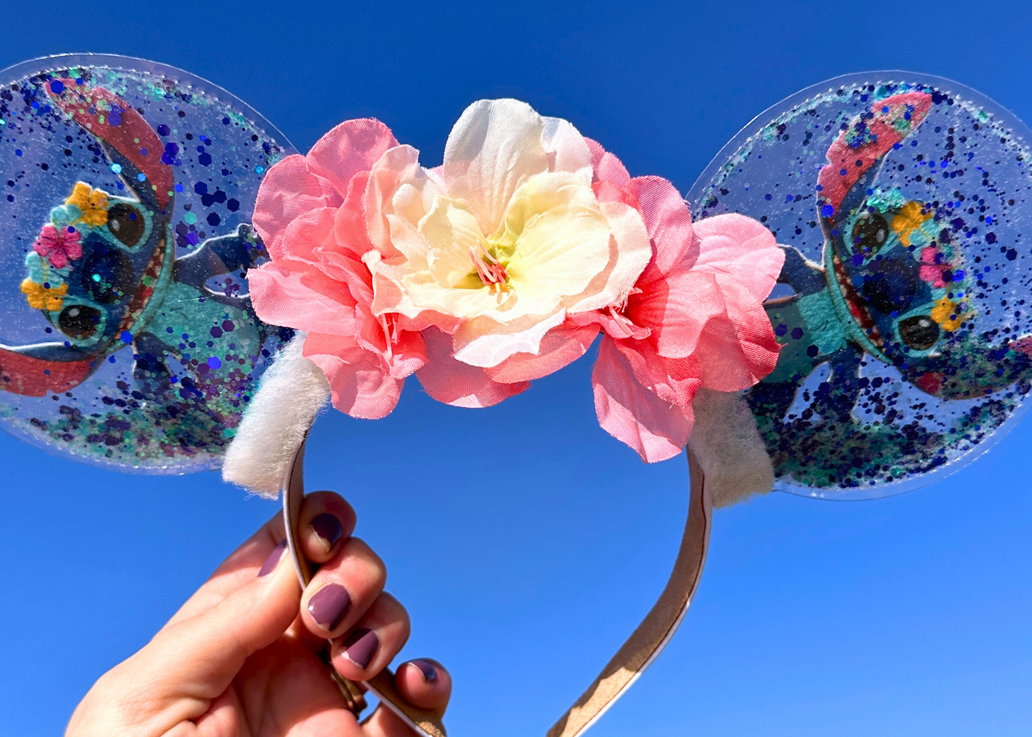 Stitch inspired Glitter Bubble Mickey Ears