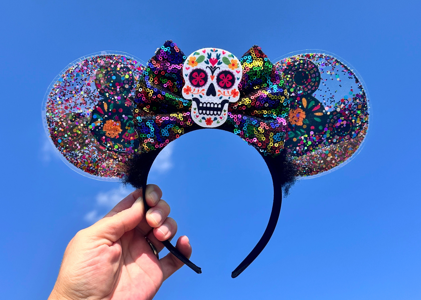 Day of the Dead Halloween Glitter Bubble Ears