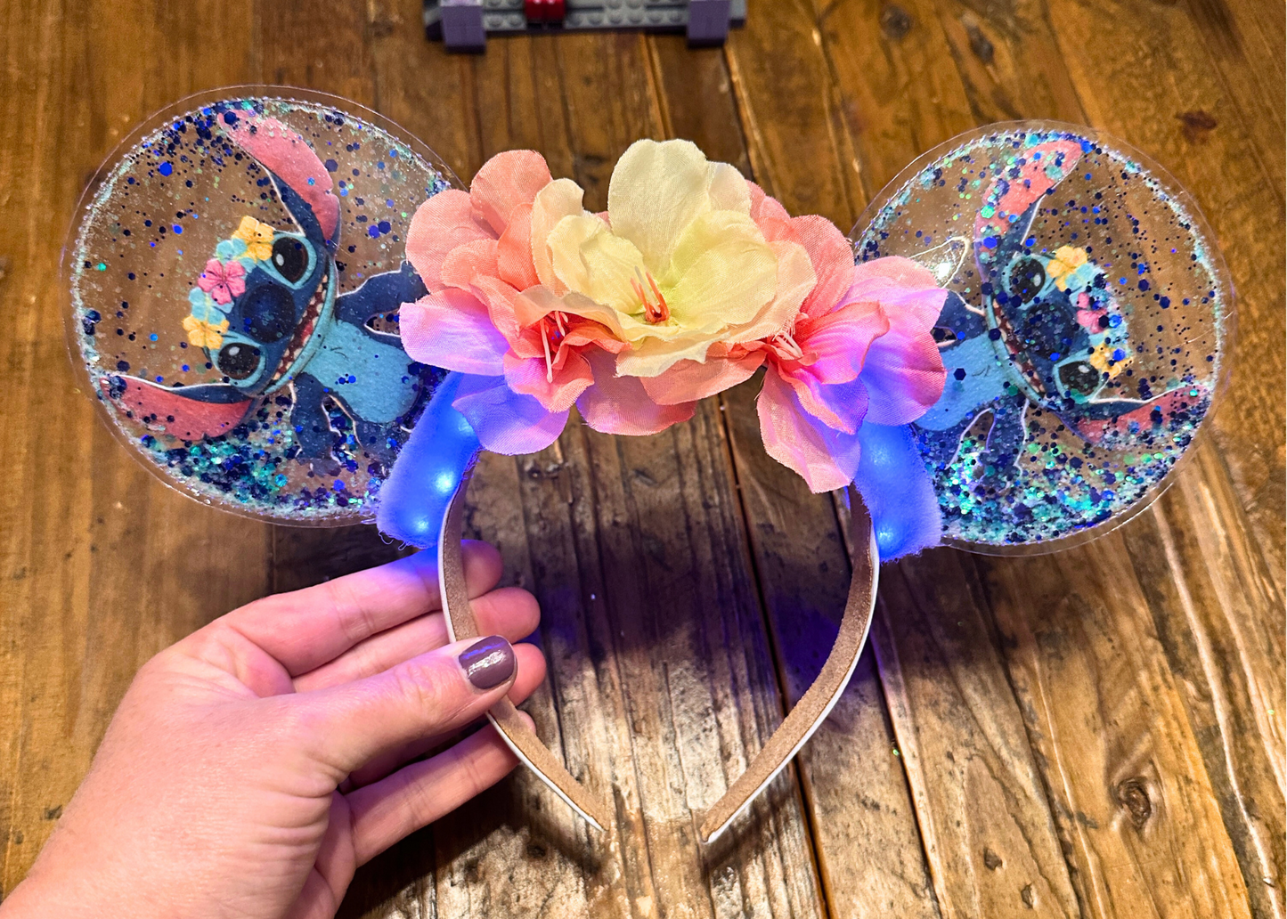 Stitch inspired Glitter Bubble Mickey Ears