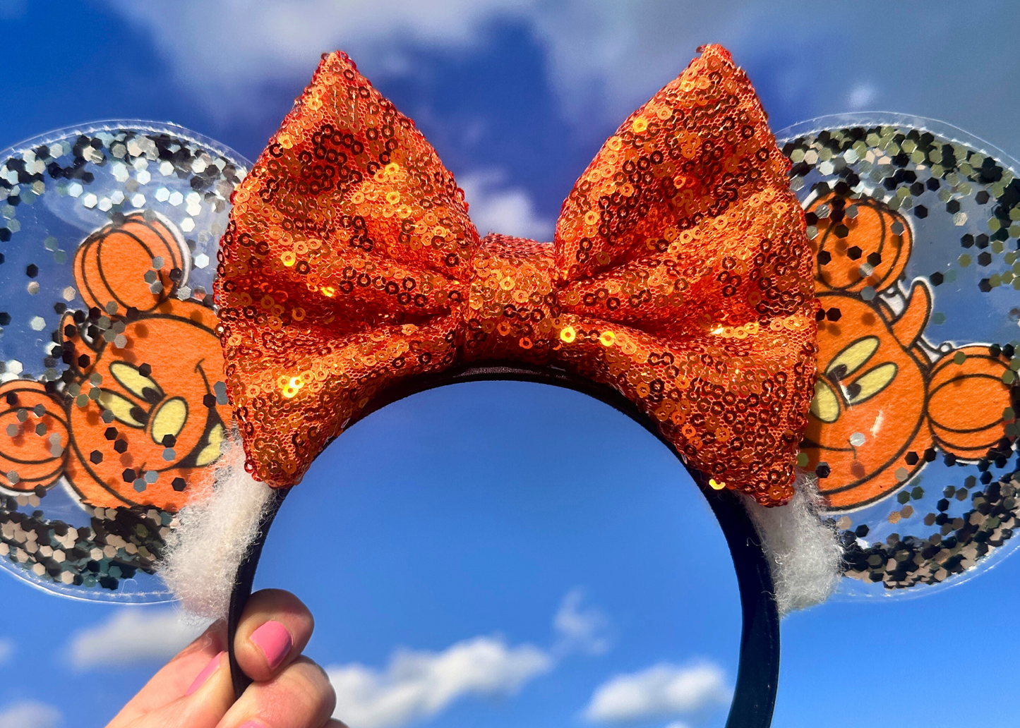 Mickey Pumpkin Halloween Glitter Bubble Ears