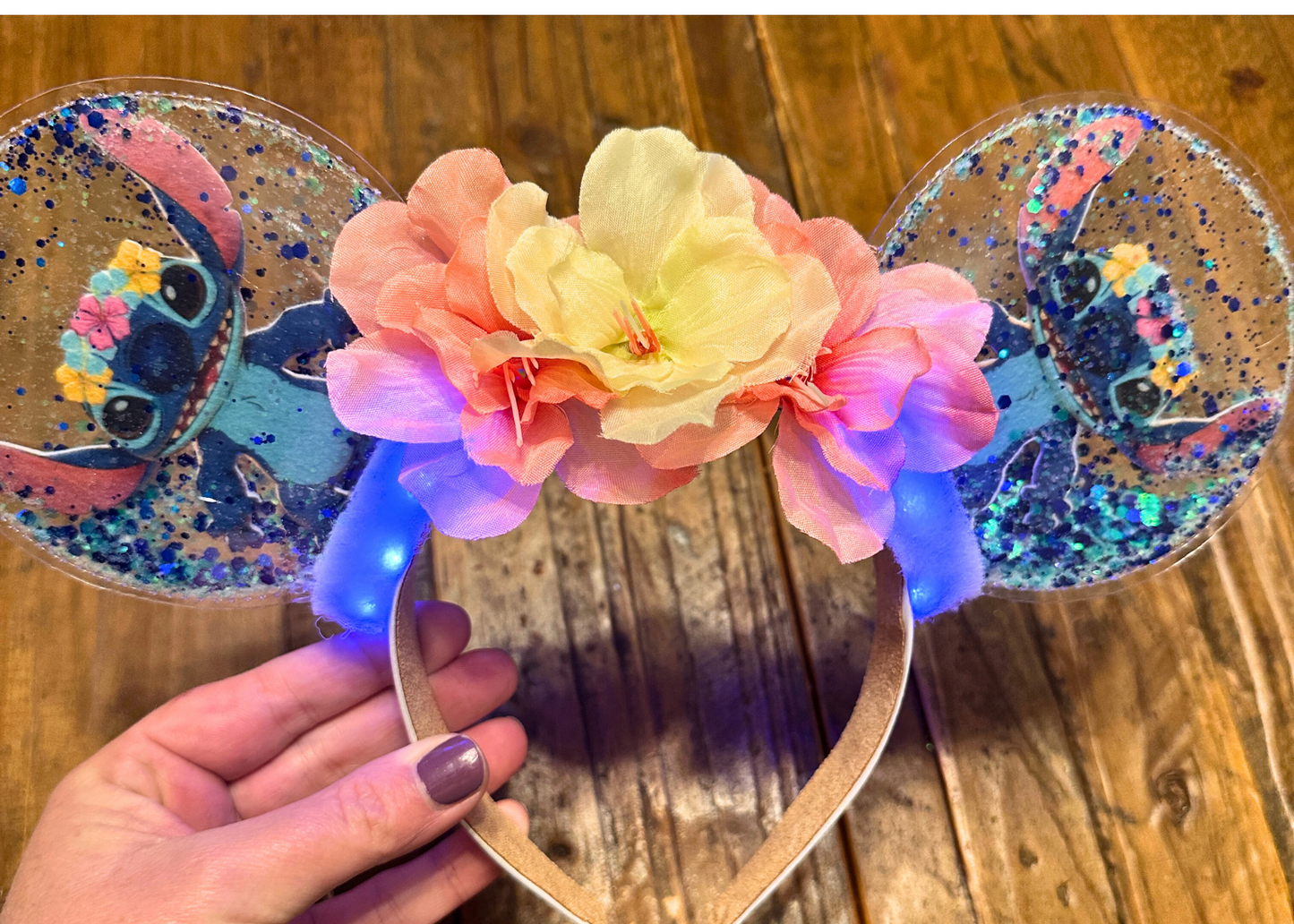 Stitch inspired Glitter Bubble Mickey Ears