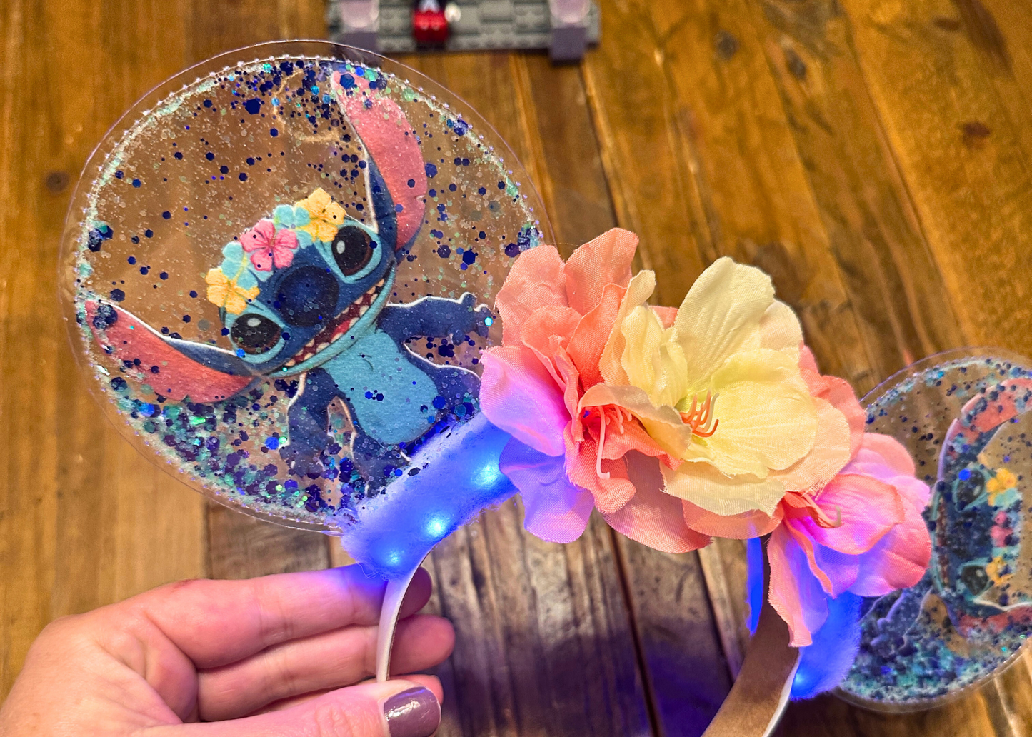 Stitch inspired Glitter Bubble Mickey Ears