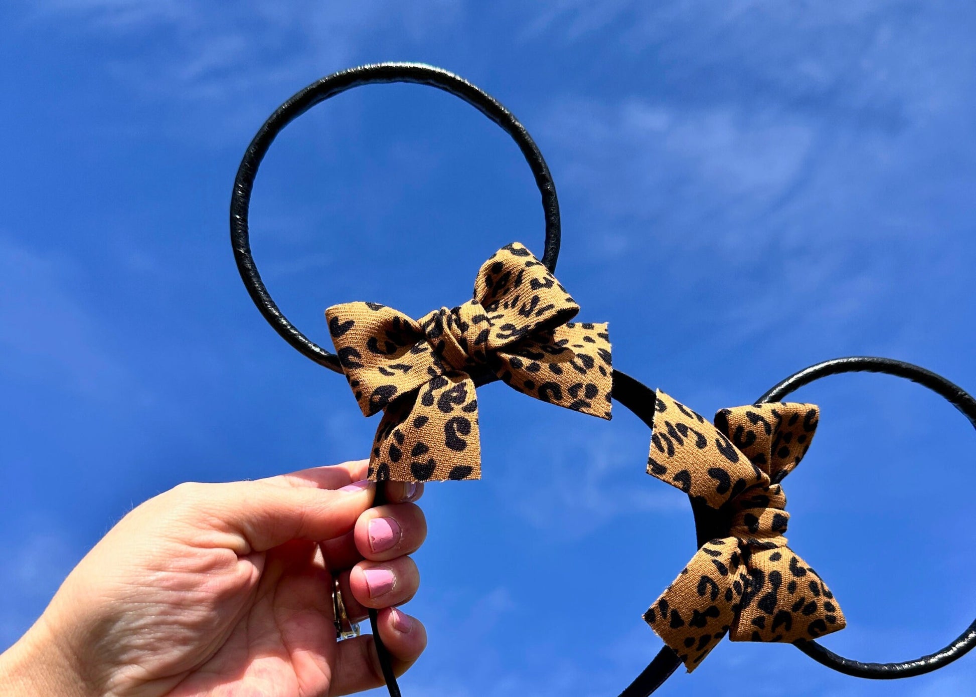 Leopard Ribbon Bows Animal Kingdom Disney Ears, Cheetah Safari Mickey Ears, Faux Leather Minnie Ears, Disneyland Accessory, Lion King Ears