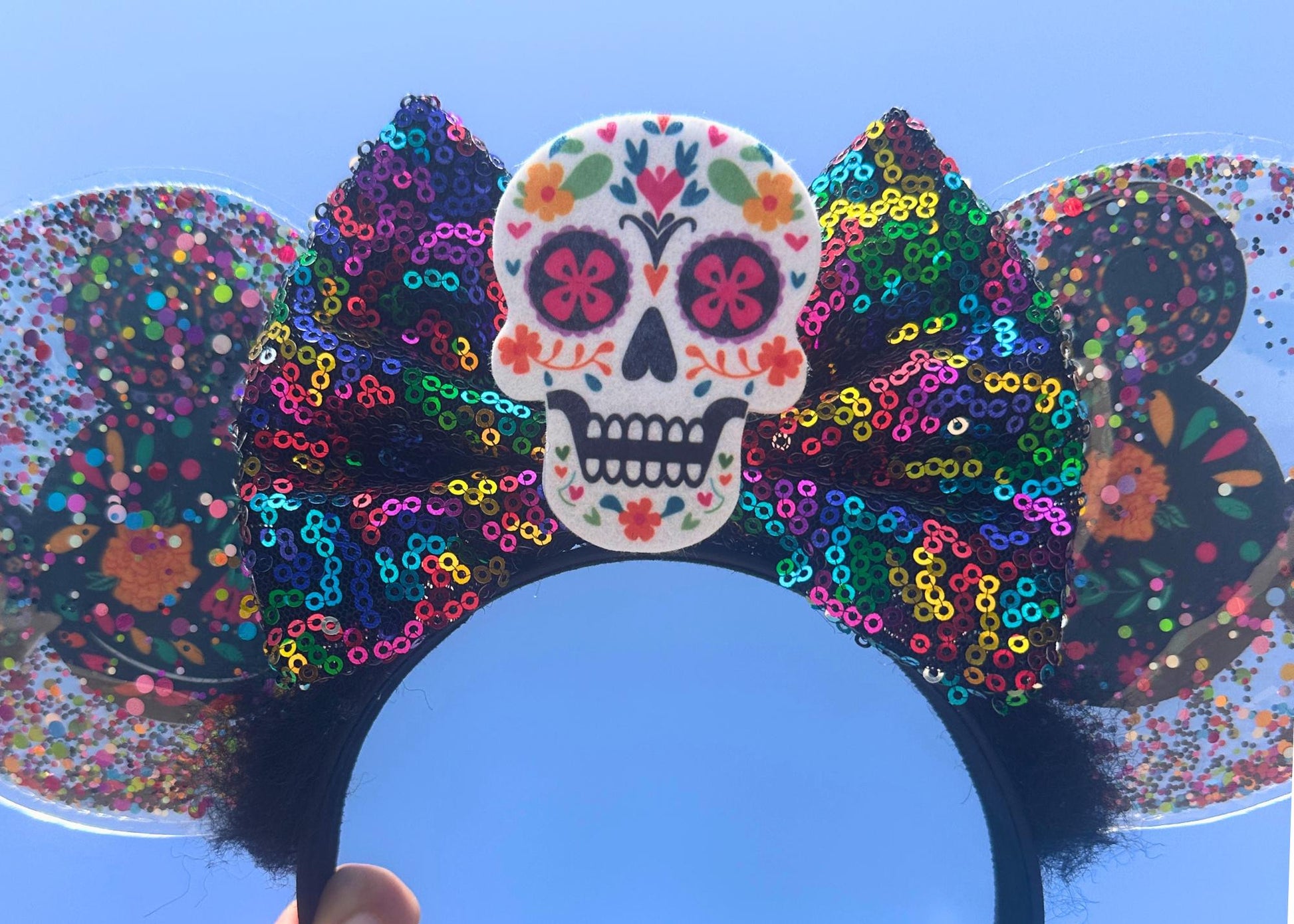 Day of the Dead Sugar Skull Disney Halloween Ears, Coco inspired Dia de los Muertos Mickey Ears, Skeleton Minnie Ears, Disneyland Headband