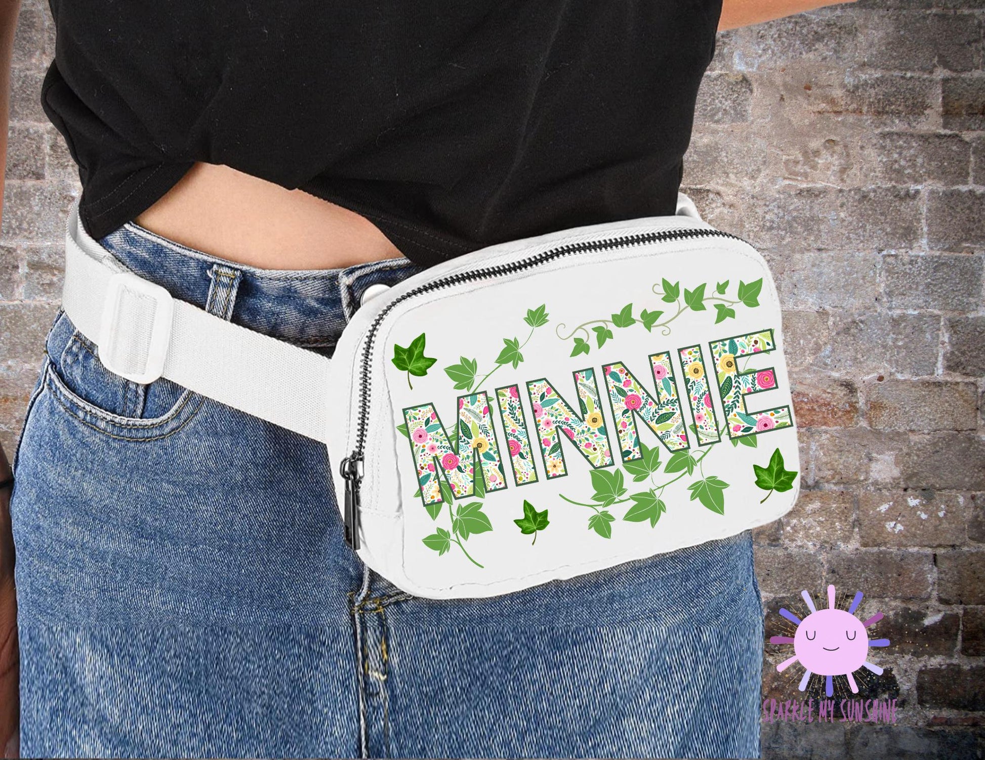 Summer Floral Minnie Crossbody Bag, Preppy Disney Fanny Pack, Park Sling Bag, Disneyland Purse, Belt Bag, Waist Bag, Birthday Gift for Her