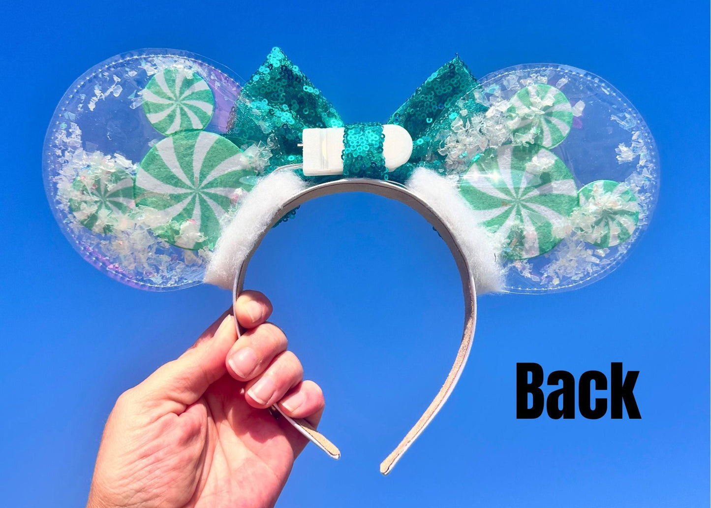 Green Spearmint Mickey Disney Christmas Ears Headband, Snow Globe Sparkle Minnie Ears, Gingerbread, Peppermint, Disneyland Custom Mouse Ears