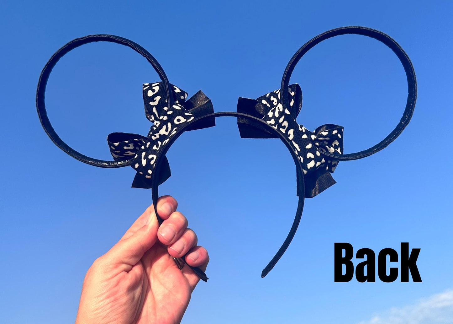 Snow Leopard Safari Bows Disney Animal Kingdom Ears, Black Faux Leather Mickey Ears, Cheetah Print Minnie Ears, Lion King, Mouse Headband