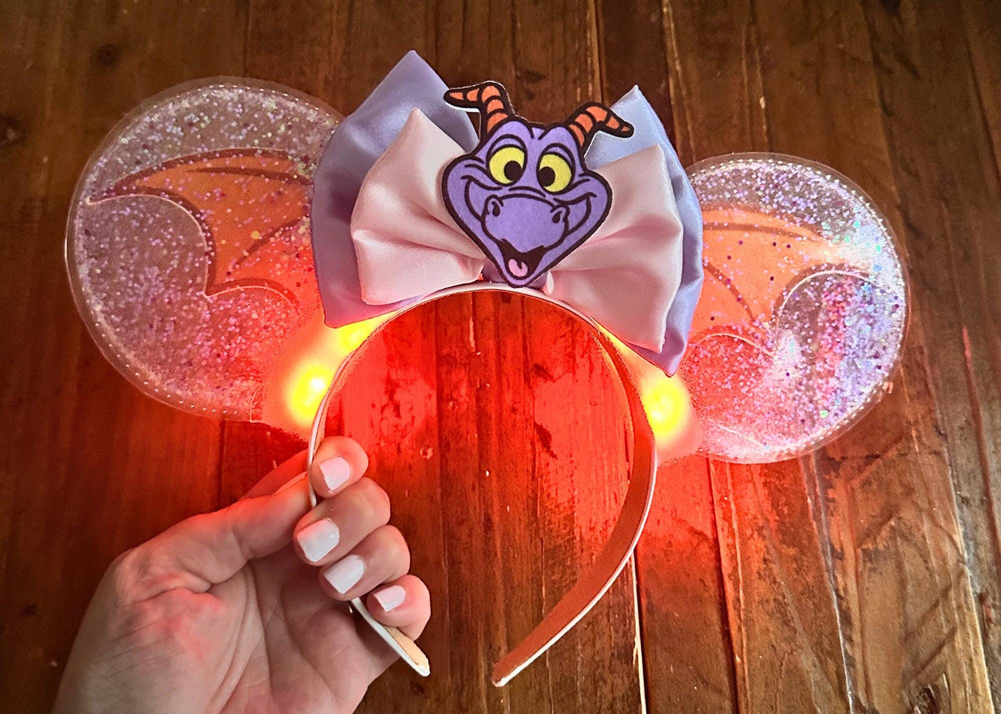 Figment inspired Disney Epcot Clear Glitter Mickey Ears, Purple Dragon Minnie Ears, Arts Festival Mouse Ears, One Little Spark, WDW Vacation