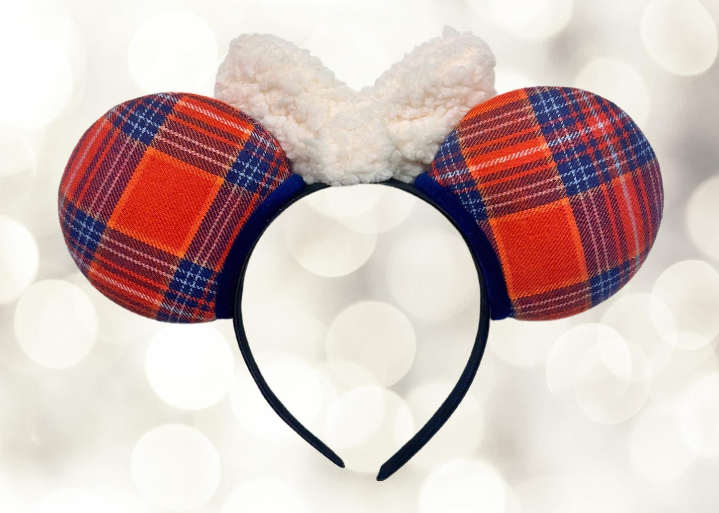 Plaid Fall Disney Ears, Autumn Sherpa Mickey Ears Headband, Orange Blue Minnie Ears, Cozy Mouse Ears, Halloween, Thanksgiving, Cute, Unique