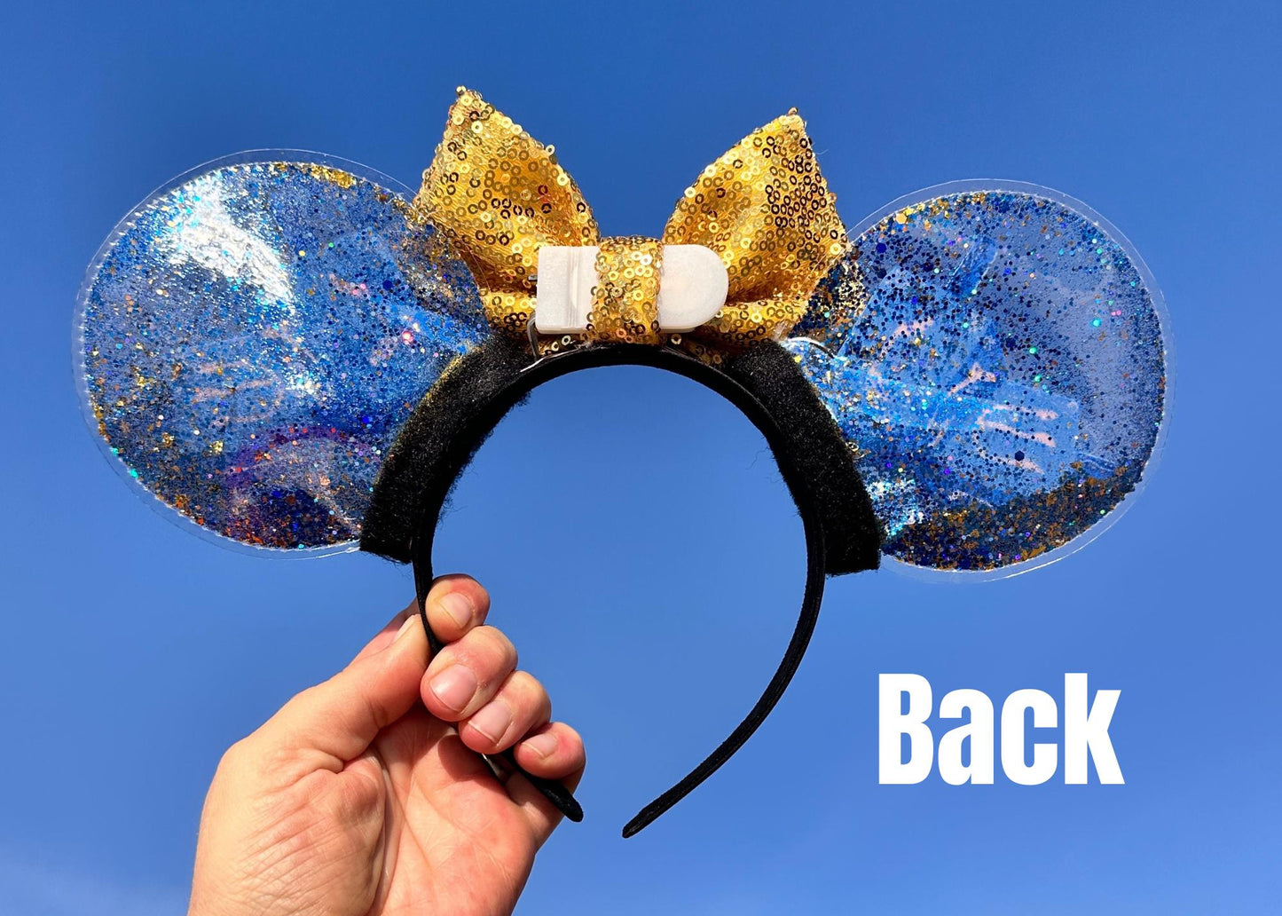 Hanukkah Dreidel Disney Ears, Blue Gold Glitter Bubble Custom Mickey Ears, Winter Minnie Ears, Handmade Mouse Headband, Cute Disneyland Ears