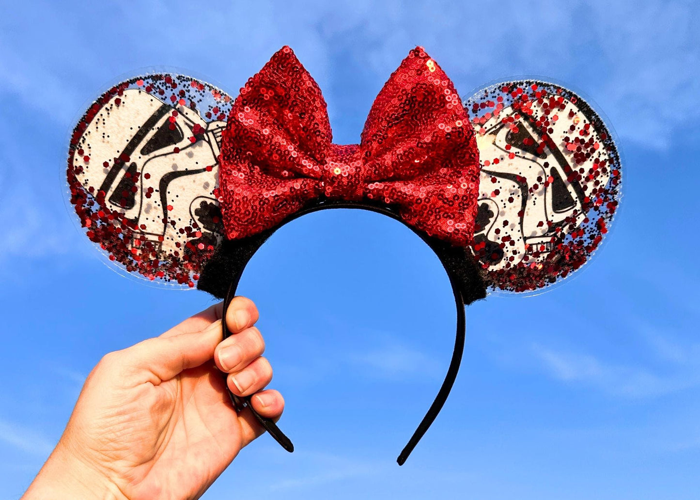 Star Wars inspired Disney Ears, Storm Trooper Mickey Ears, Glitter Bubble Minnie Ears, Darth Vader, Mandalorian, Galaxys Edge, Kylo Ren