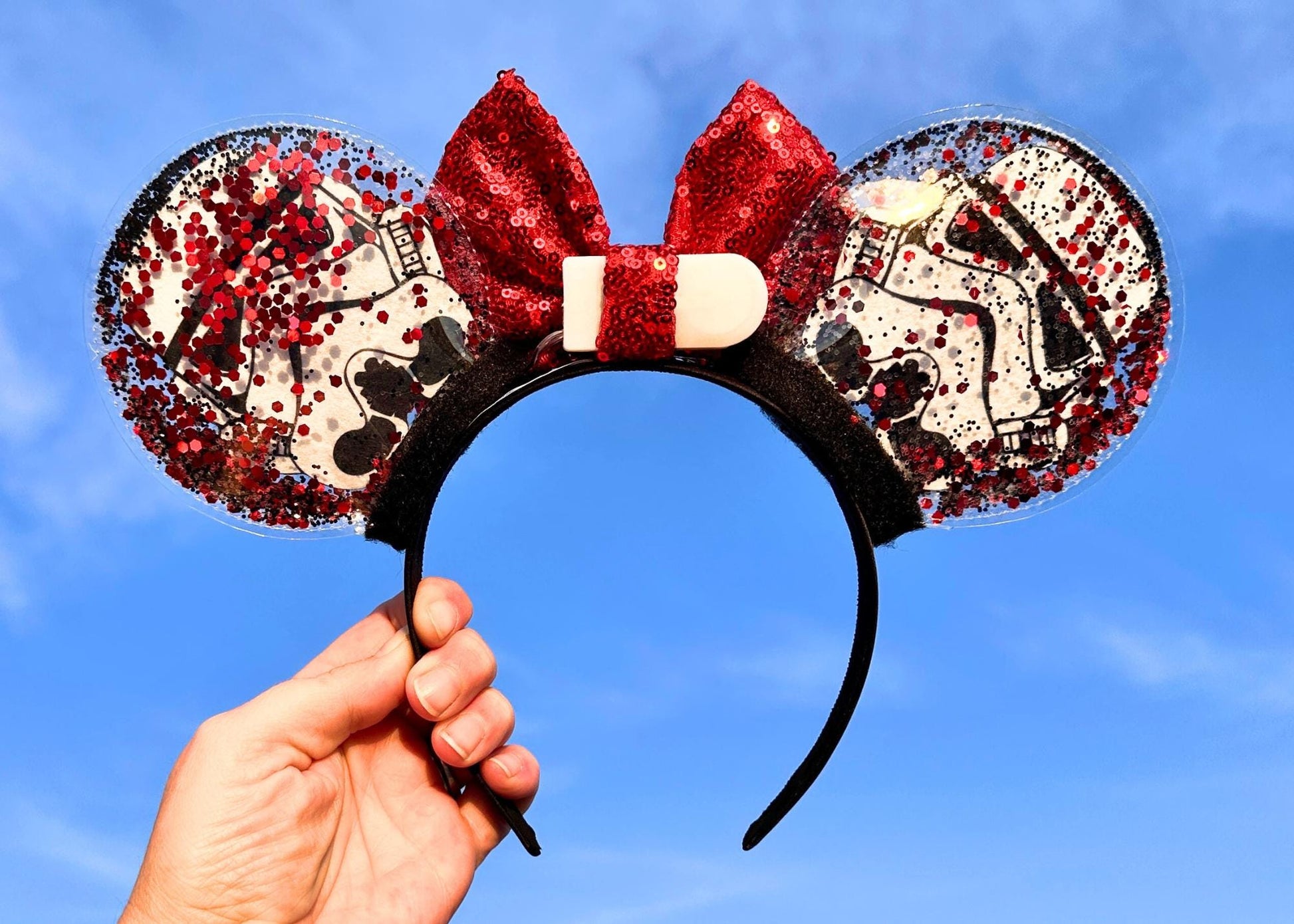 Star Wars inspired Disney Ears, Storm Trooper Mickey Ears, Glitter Bubble Minnie Ears, Darth Vader, Mandalorian, Galaxys Edge, Kylo Ren