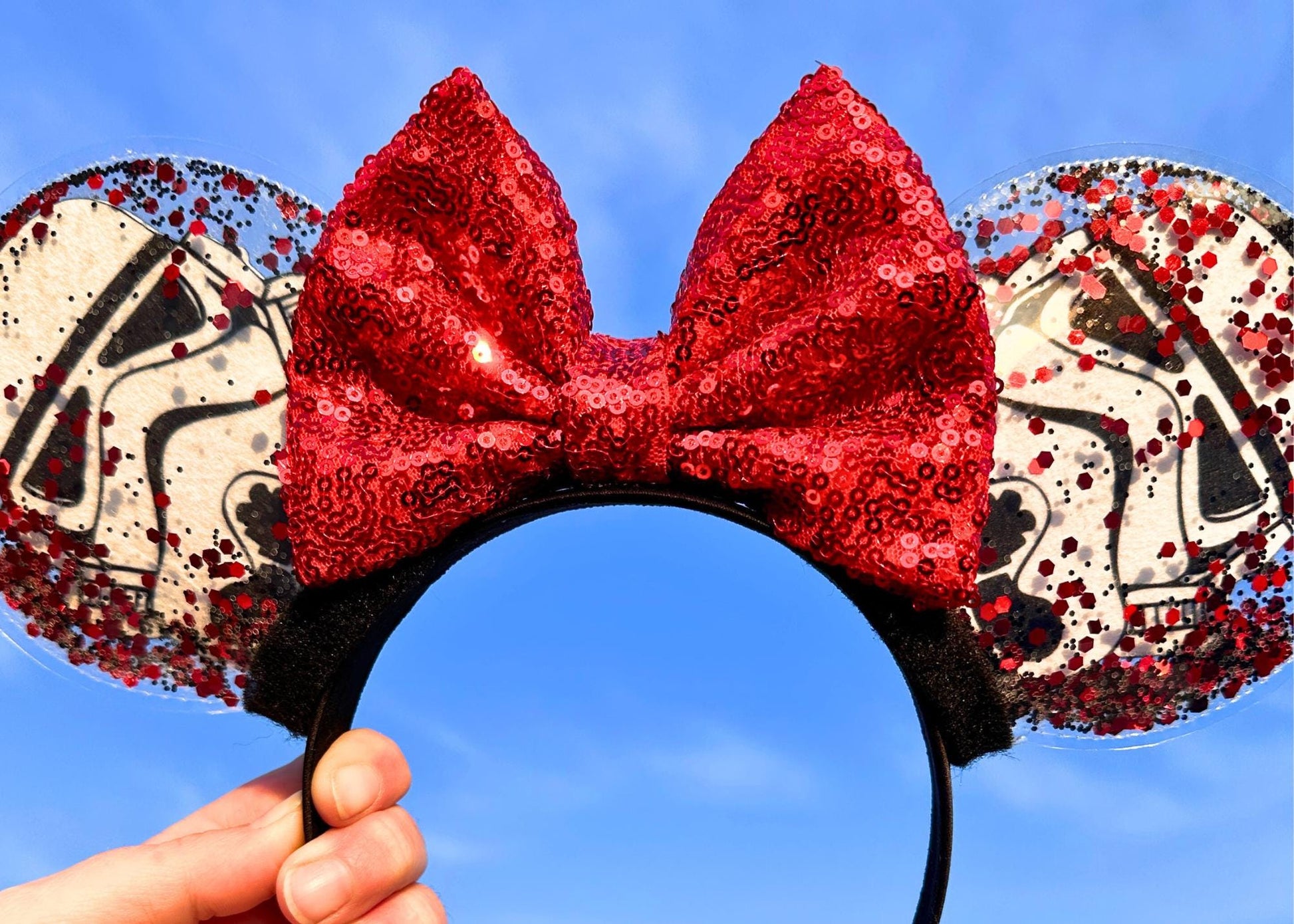 Star Wars inspired Disney Ears, Storm Trooper Mickey Ears, Glitter Bubble Minnie Ears, Darth Vader, Mandalorian, Galaxys Edge, Kylo Ren