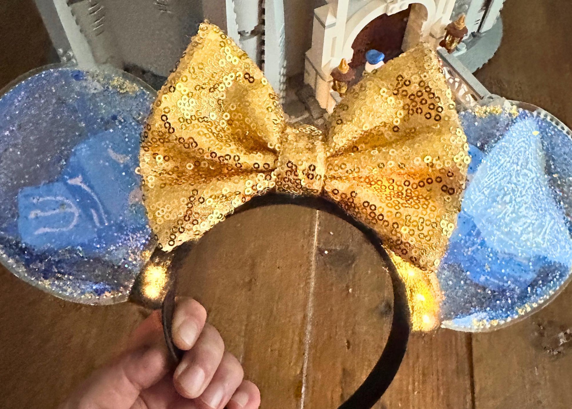 Hanukkah Dreidel Disney Ears, Blue Gold Glitter Bubble Custom Mickey Ears, Winter Minnie Ears, Handmade Mouse Headband, Cute Disneyland Ears