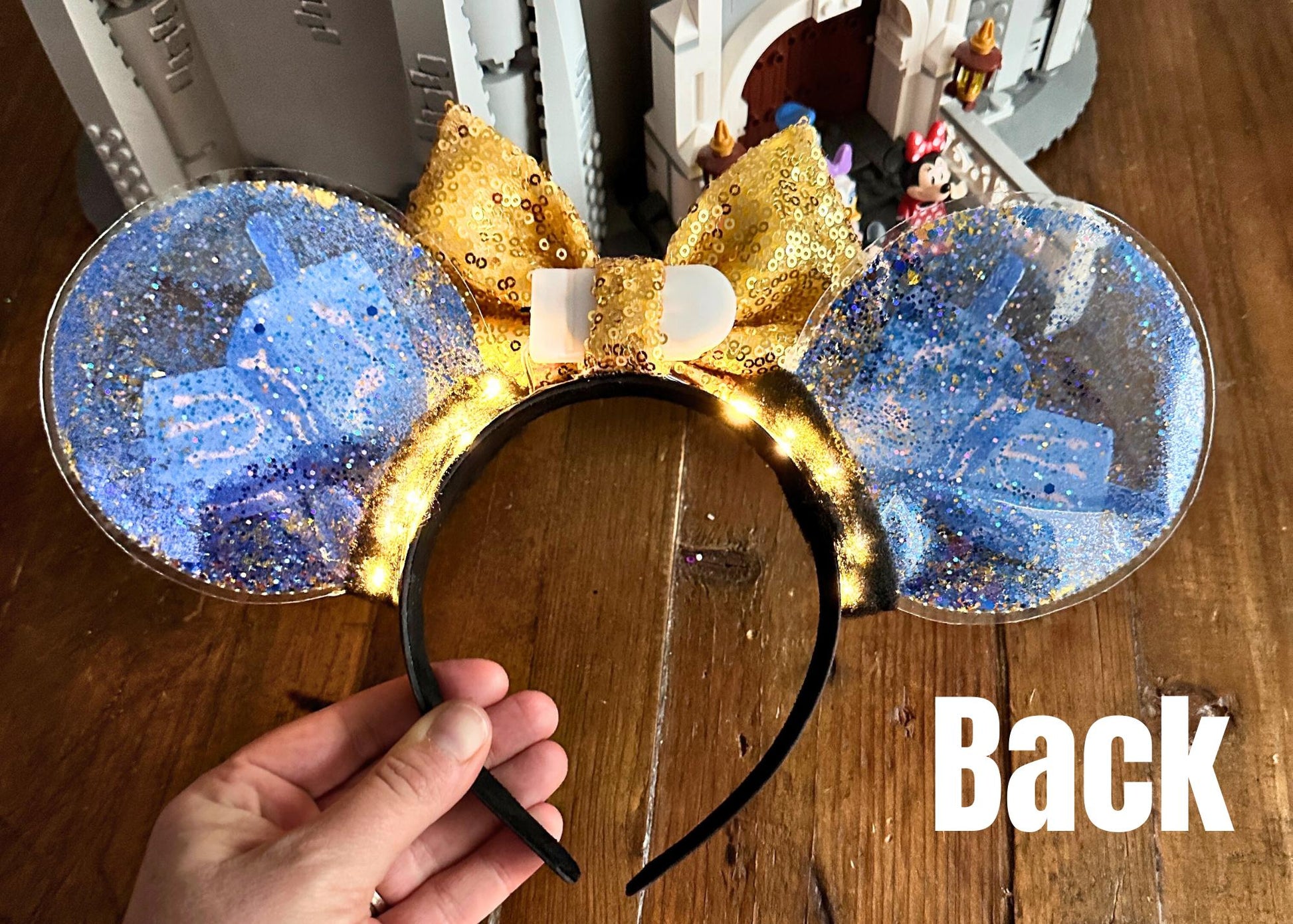 Hanukkah Dreidel Disney Ears, Blue Gold Glitter Bubble Custom Mickey Ears, Winter Minnie Ears, Handmade Mouse Headband, Cute Disneyland Ears