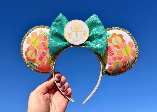 Its a Small World inspired Disney Mouse Ears Headband, Fantasyland Minnie Ears, Clock Mickey Ears, Disneyland Headband, Spring Park Ride Ear