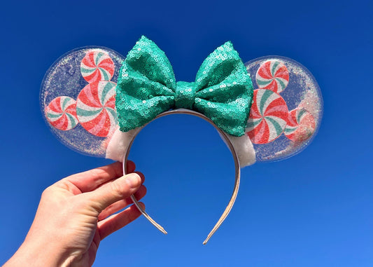 Blue Pink Mickey Heads Preppy Disney Ears, Spring Glitter Shaker Minnie Ears with Sequin Bow, Disneyland Peppermint Candy Snacks, Easter