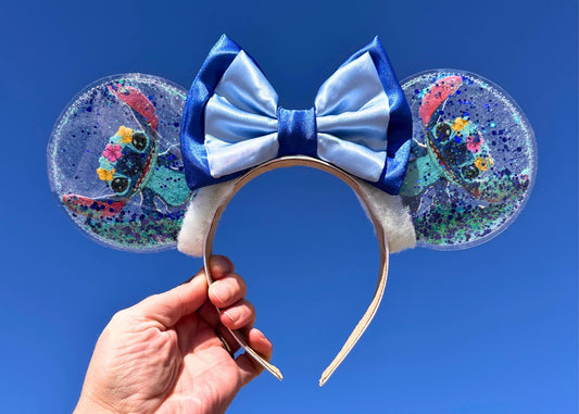 Stitch Disney Ears, Lilo and Stitch Mickey Ears Mouse Headband, Hawaiian Alien Minnie Ears, Movie Character, Aulani, Ohana, Glitter Shaker