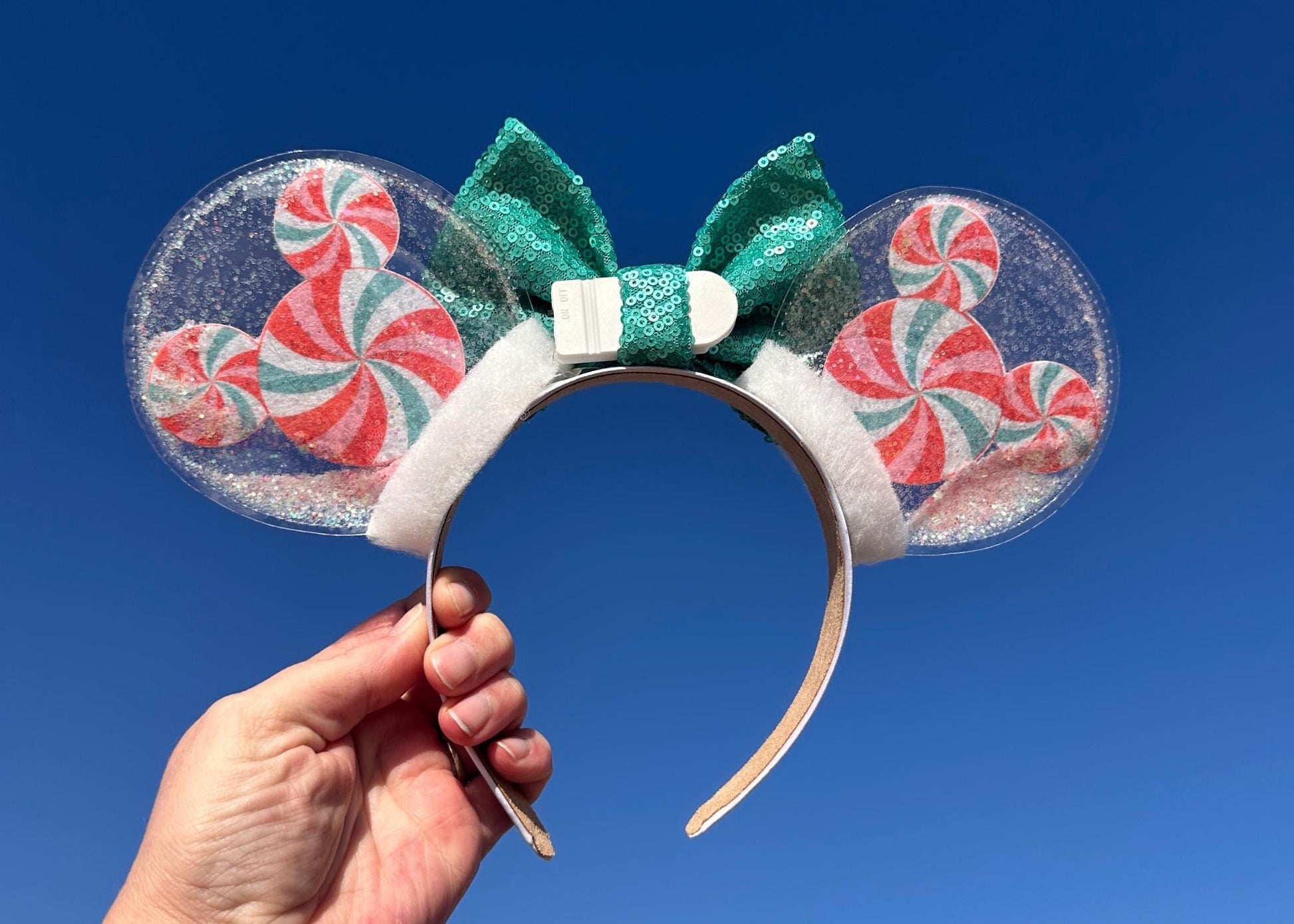 Blue Pink Mickey Heads Preppy Disney Ears, Spring Glitter Shaker Minnie Ears with Sequin Bow, Disneyland Peppermint Candy Snacks, Easter