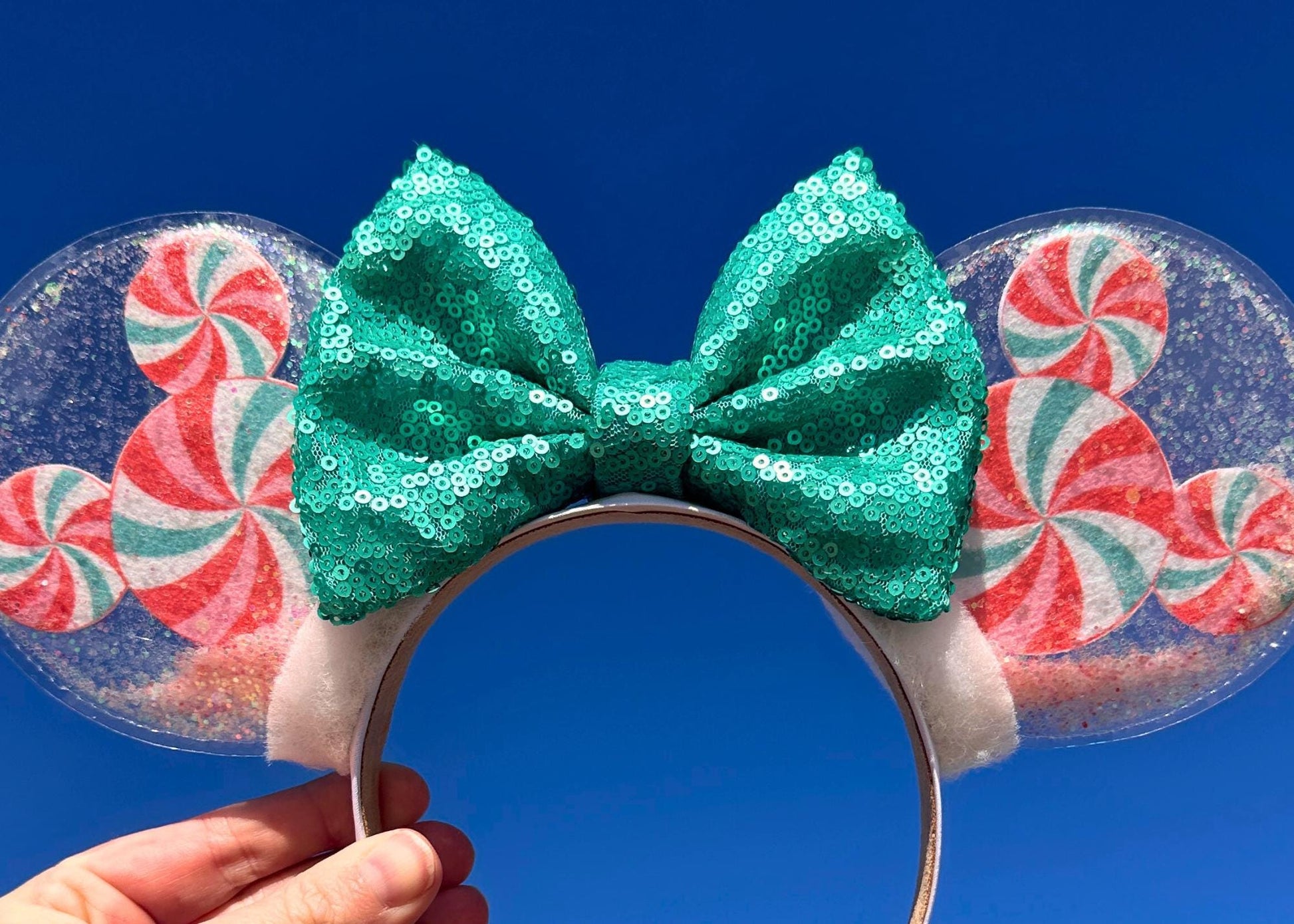Blue Pink Mickey Heads Preppy Disney Ears, Spring Glitter Shaker Minnie Ears with Sequin Bow, Disneyland Peppermint Candy Snacks, Easter