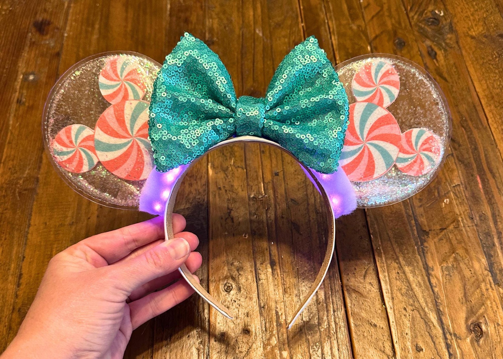 Blue Pink Mickey Heads Preppy Disney Ears, Spring Glitter Shaker Minnie Ears with Sequin Bow, Disneyland Peppermint Candy Snacks, Easter