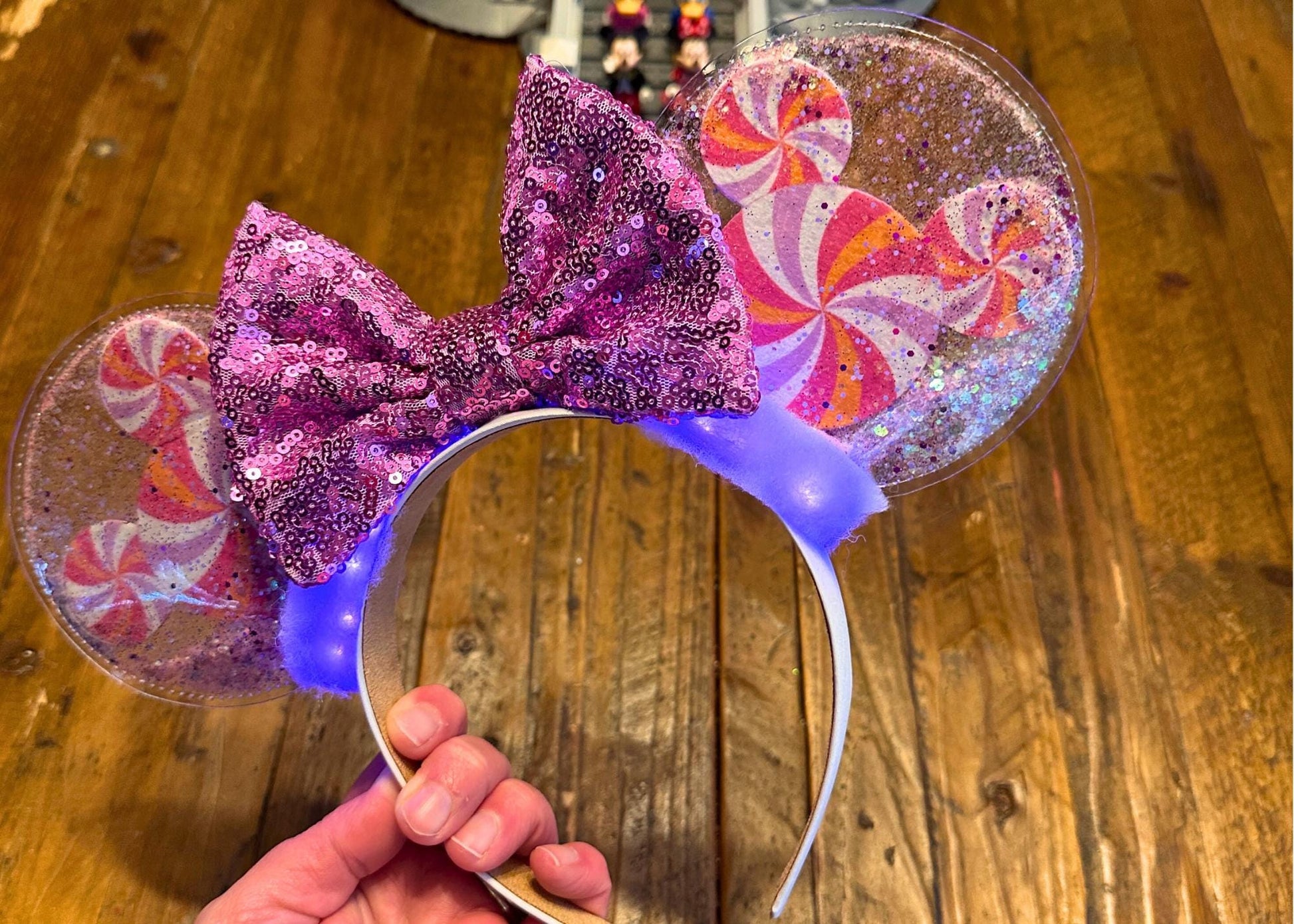 Lavender Purple Mickey Heads Preppy Disney Ears, Spring Summer Pink Glitter Shaker Minnie Ears, Sequin Bow, Disneyland Easter Mouse Headband