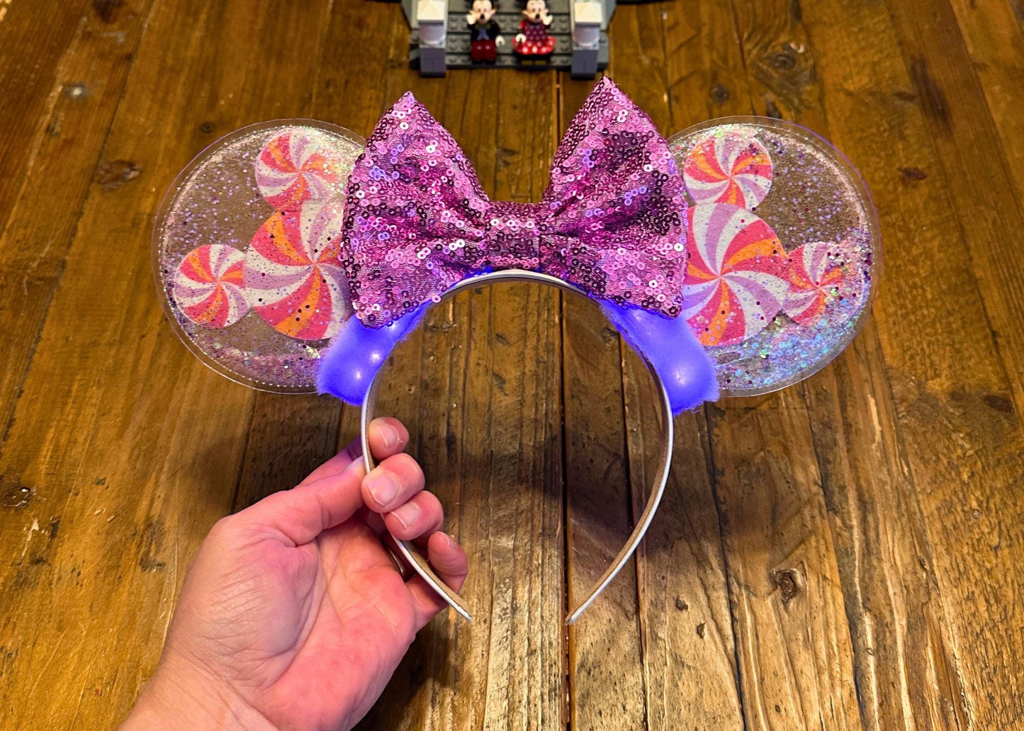 Lavender Purple Mickey Heads Preppy Disney Ears, Spring Summer Pink Glitter Shaker Minnie Ears, Sequin Bow, Disneyland Easter Mouse Headband