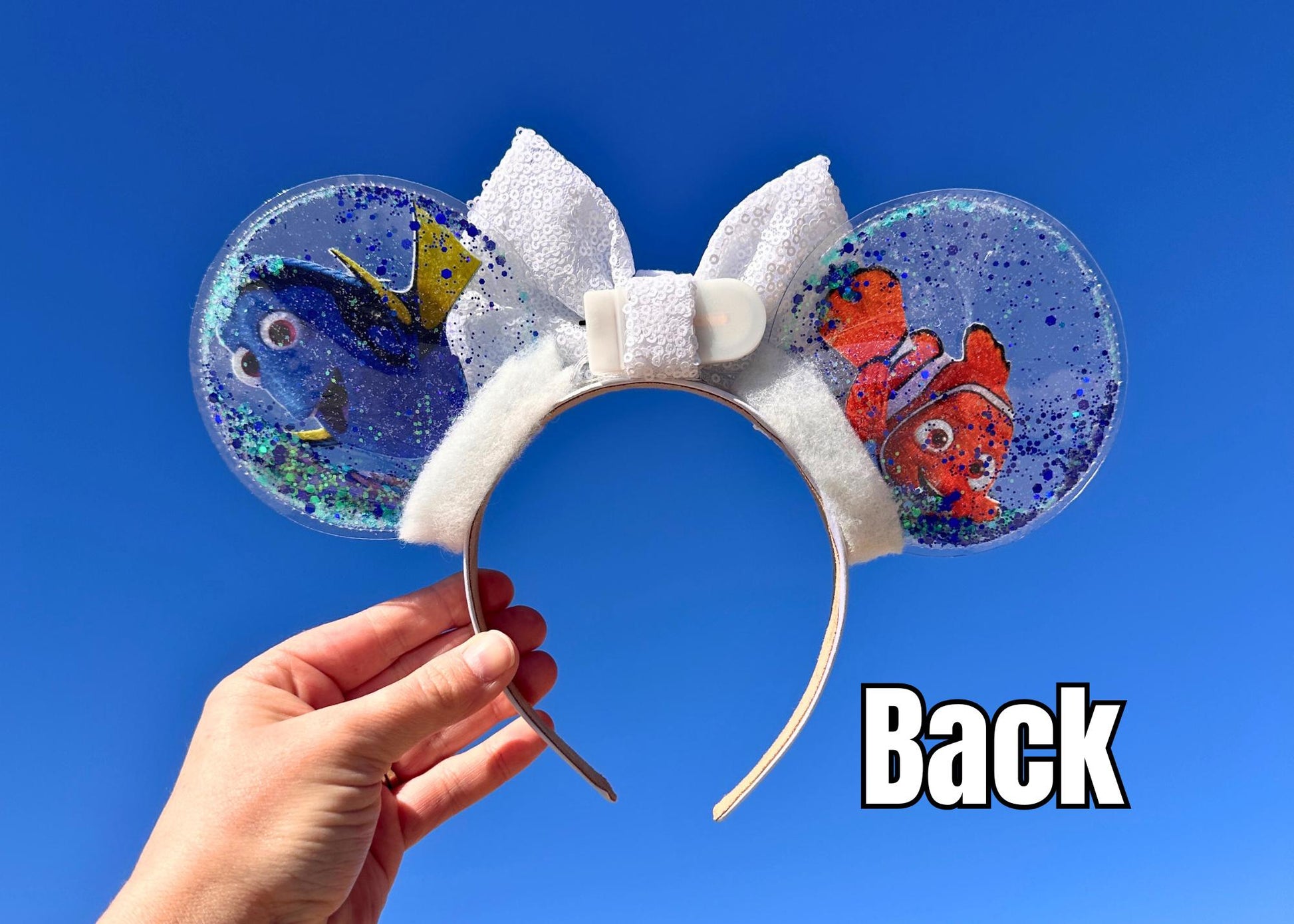 Finding Nemo inspired Disney Epcot Mouse Ears Headband, Dory Glitter Shaker Minnie Ears, Animal Kingdom Ears, Arts Festival, Disneyland Ears