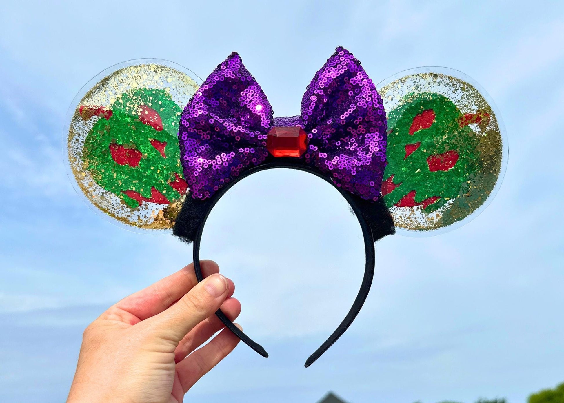 Snow White Evil Queen Poison Apple Disney Villain Mickey Ears Mouse Headband, Wicked Queen Minnie Ears, Halloween Costume, Seven Dwarfs