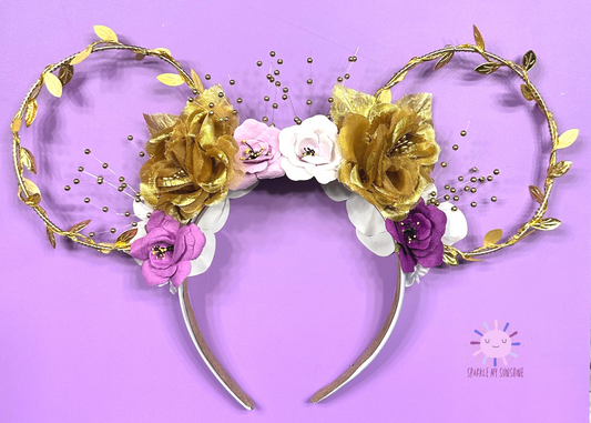 Princess Rapunzel Gold Floral Wire Light Up Mouse Ears