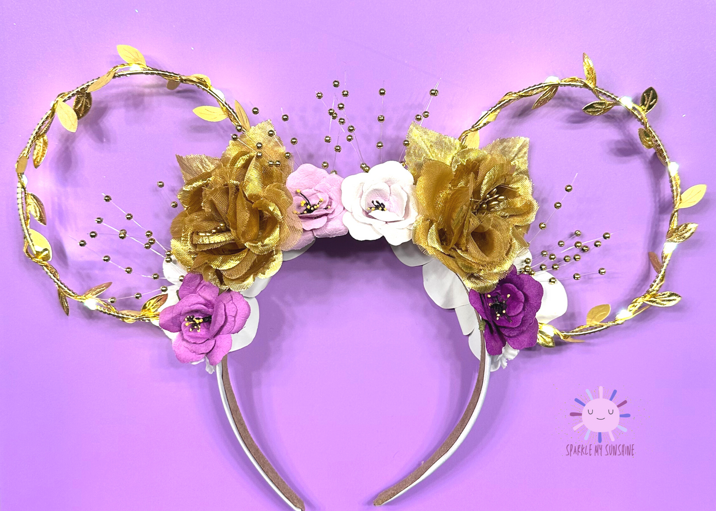 Princess Rapunzel Gold Floral Wire Light Up Mouse Ears