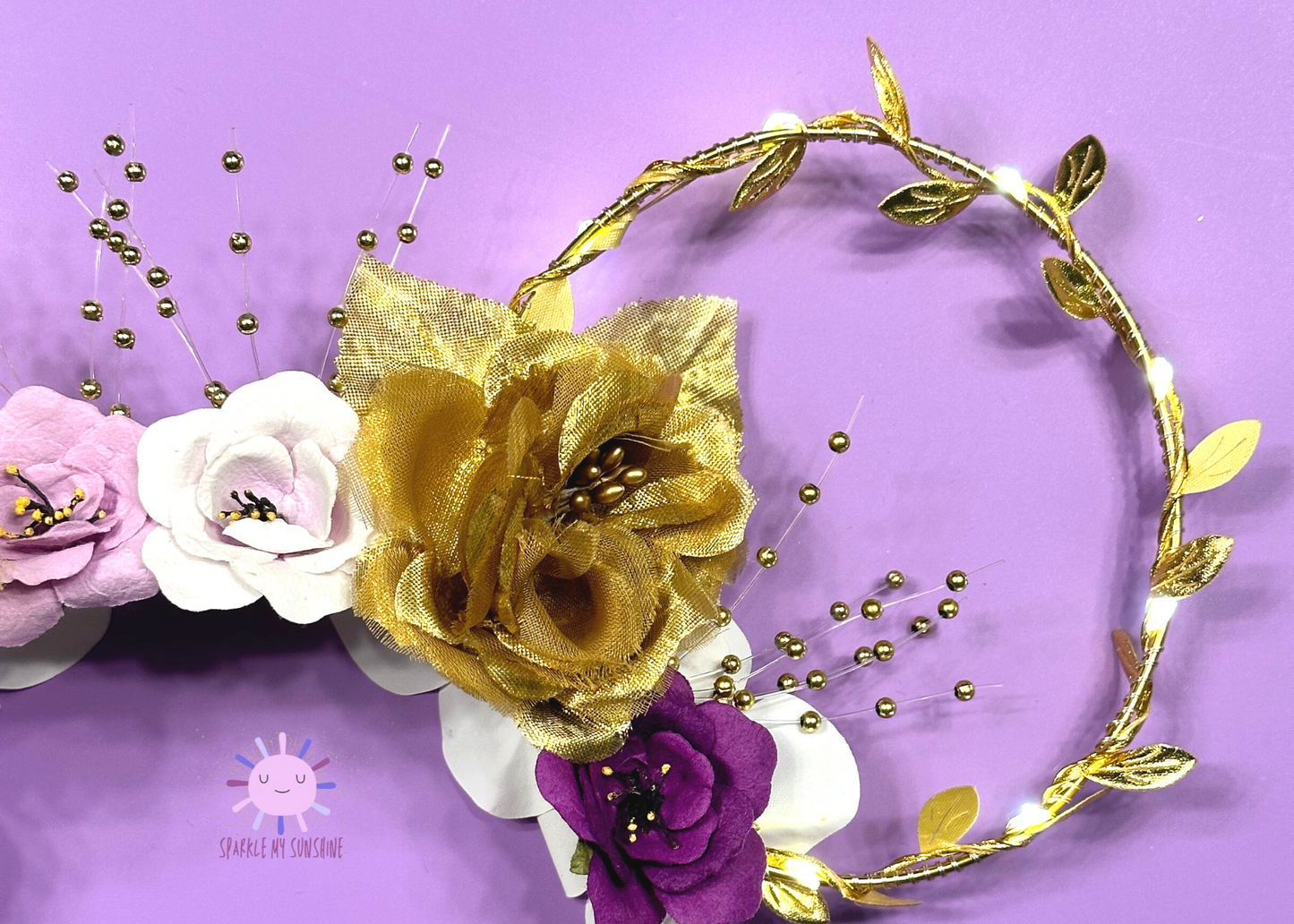 Princess Rapunzel Gold Floral Wire Light Up Mouse Ears