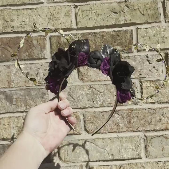 Ursula Disney Ears, Sea Witch Mickey Ears, Floral Wire Minnie Ears Headband, Little Mermaid Mouse Ears, Evil Costume, Villain Queen Cosplay