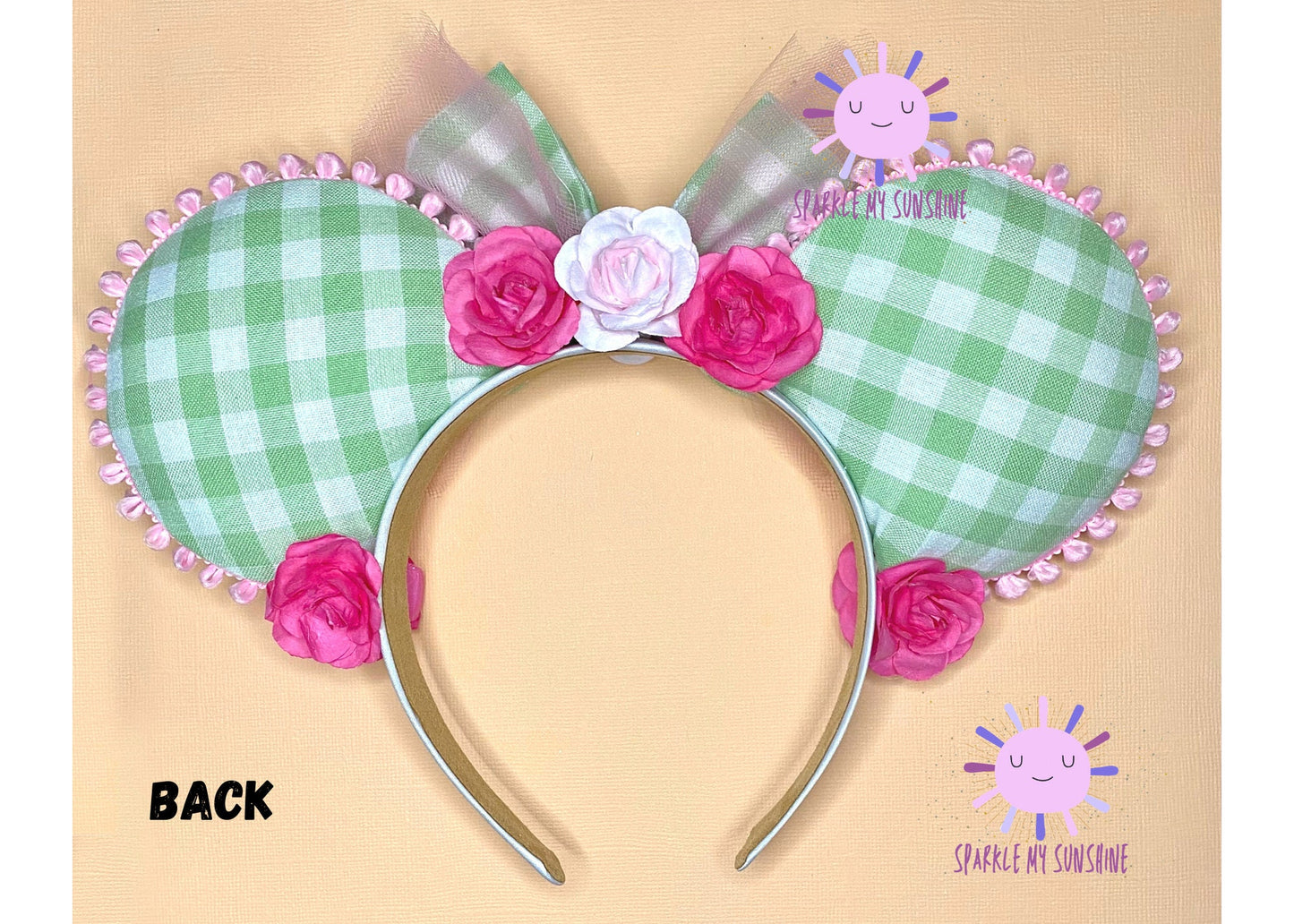 Sage Green Spring Disney Ears | Pink Floral Mickey Spring Ears | Gingham Plaid Spring Minnie Ears | Disneyland Mouse Ears Headband | Epcot