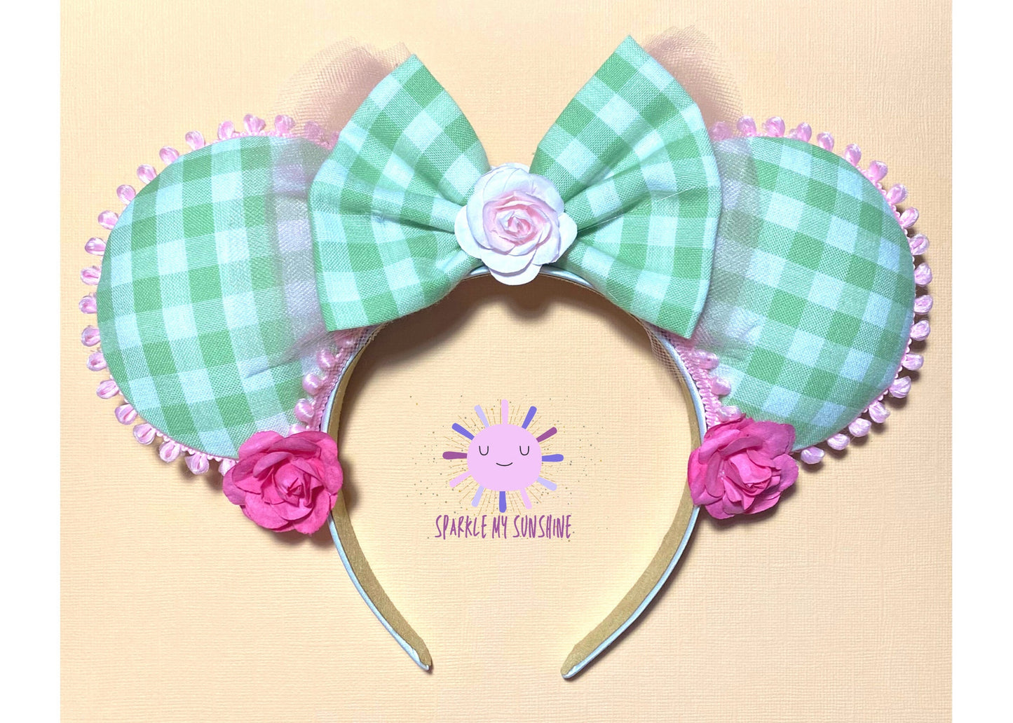 Sage Green Spring Disney Ears | Pink Floral Mickey Spring Ears | Gingham Plaid Spring Minnie Ears | Disneyland Mouse Ears Headband | Epcot