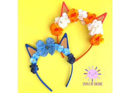 Bluey Bingo Inspired Flower Disney Headband | Blue Flower Headband | Orange Flower Headband