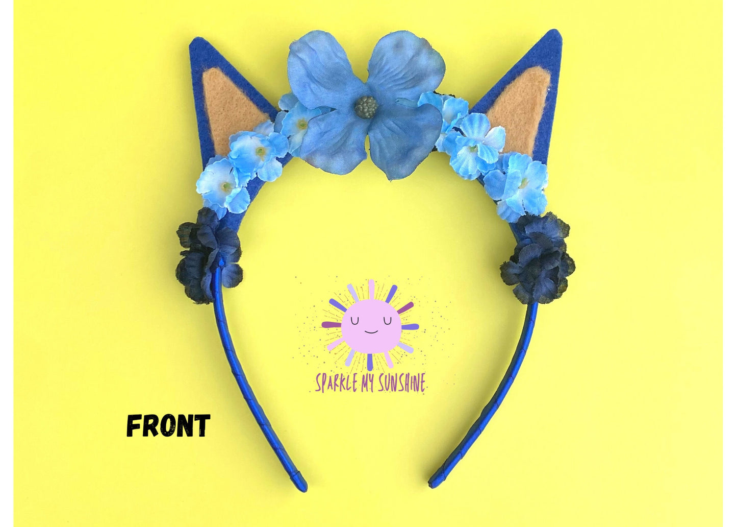 Bluey Bingo Inspired Flower Disney Headband | Blue Flower Headband | Orange Flower Headband