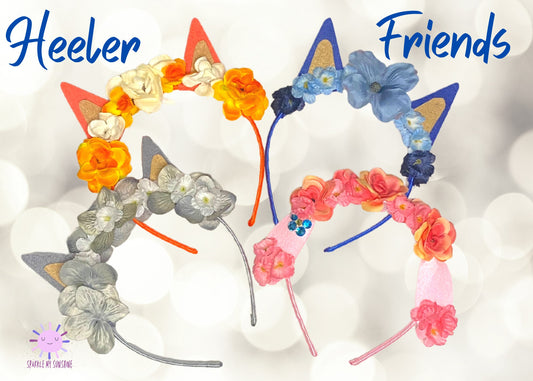 Bluey Friends Inspired Costume Ears Headband | Birthday Party Favors | Halloween Costume | Bluey Bow | Bluey Dress