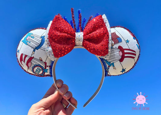4th of July Gnome Disney Ears, American Flag Handmade Mickey Mouse Ears, Patriotic Disneyland Bound Minnie Ears, Unique Gifts for Her