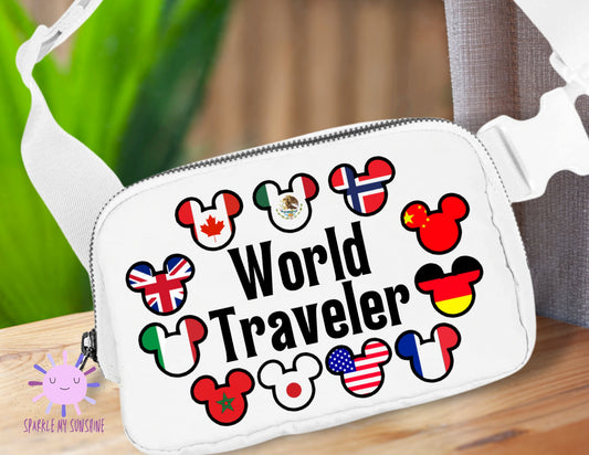 Disney Fanny Pack, Epcot Belt Bag, Around the World Small Crossbody Bag, Sling Bag, Fanny Pack Men, Woman Waist Purse, Hip Bag, Gift for Kid