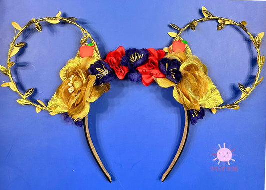 Princess Snow White Disney Ears, Blue Red Gold Mickey Ears, Floral Wire Minnie Ears, Disneyland Bound Mouse Ears Headband, Disney Birthday