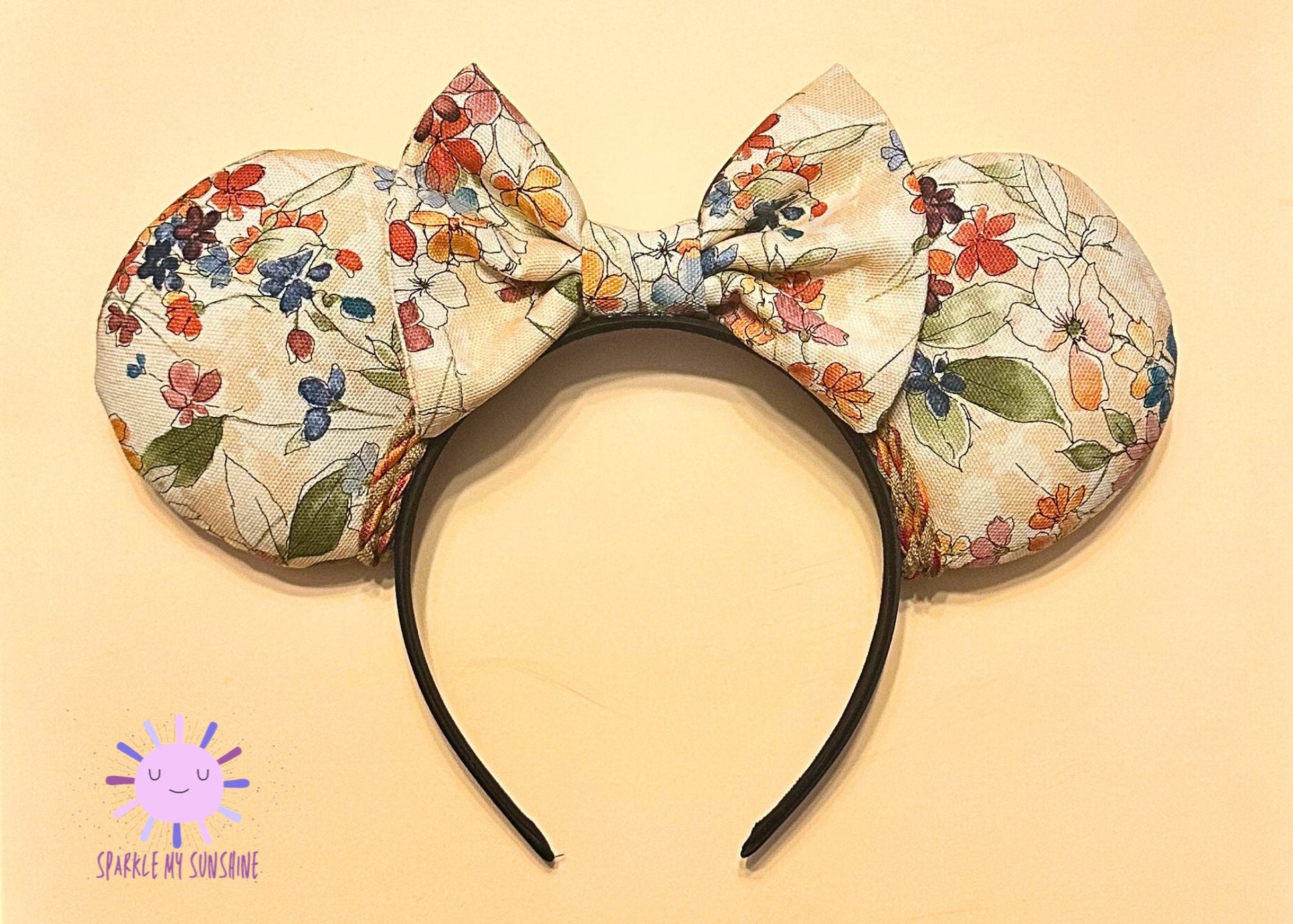 Autumn Floral Fall Disney Ears, Brown Thanksgiving Mickey Mouse Ears, Cozy Cute Minnie Mouse Ears, Unique Disneyland Headband, Halloween Ear