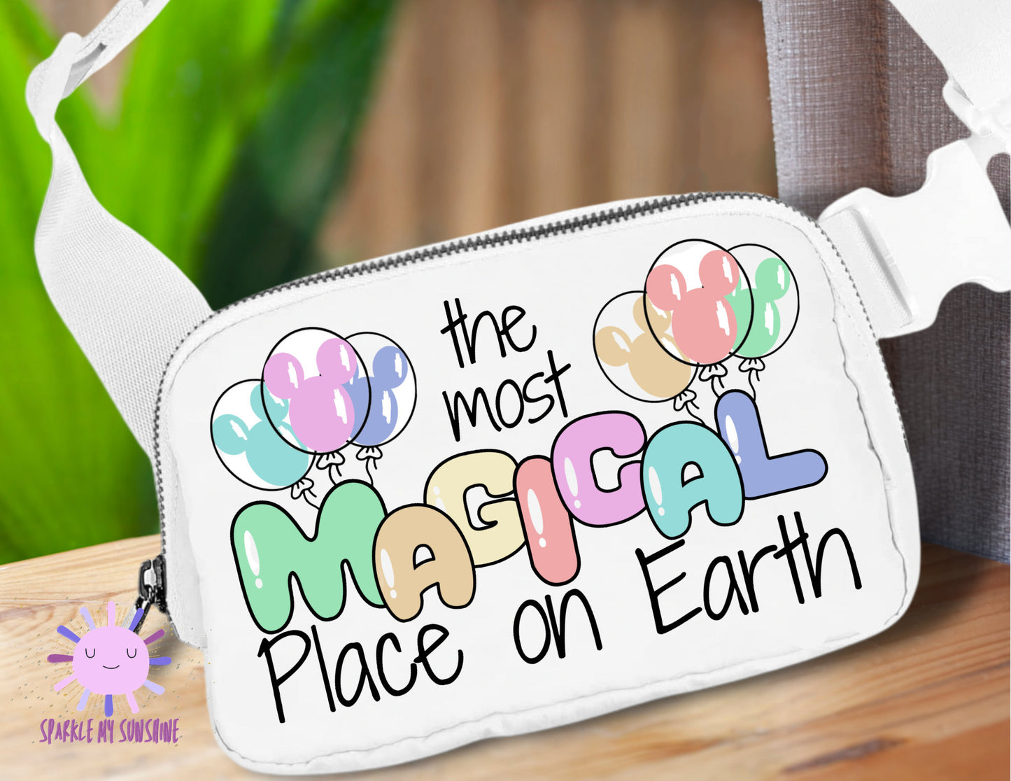 Most Magical Place on Earth Disney World Fanny Pack, Mickey Balloon DisneyLand Sling Bag, Belt Bag, Crossbody Bag, Woman Birthday Gift