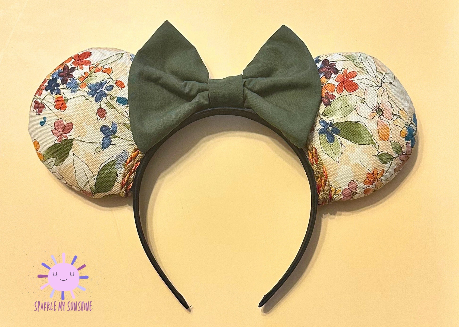 Autumn Floral Fall Disney Ears, Brown Thanksgiving Mickey Mouse Ears, Cozy Cute Minnie Mouse Ears, Unique Disneyland Headband, Halloween Ear