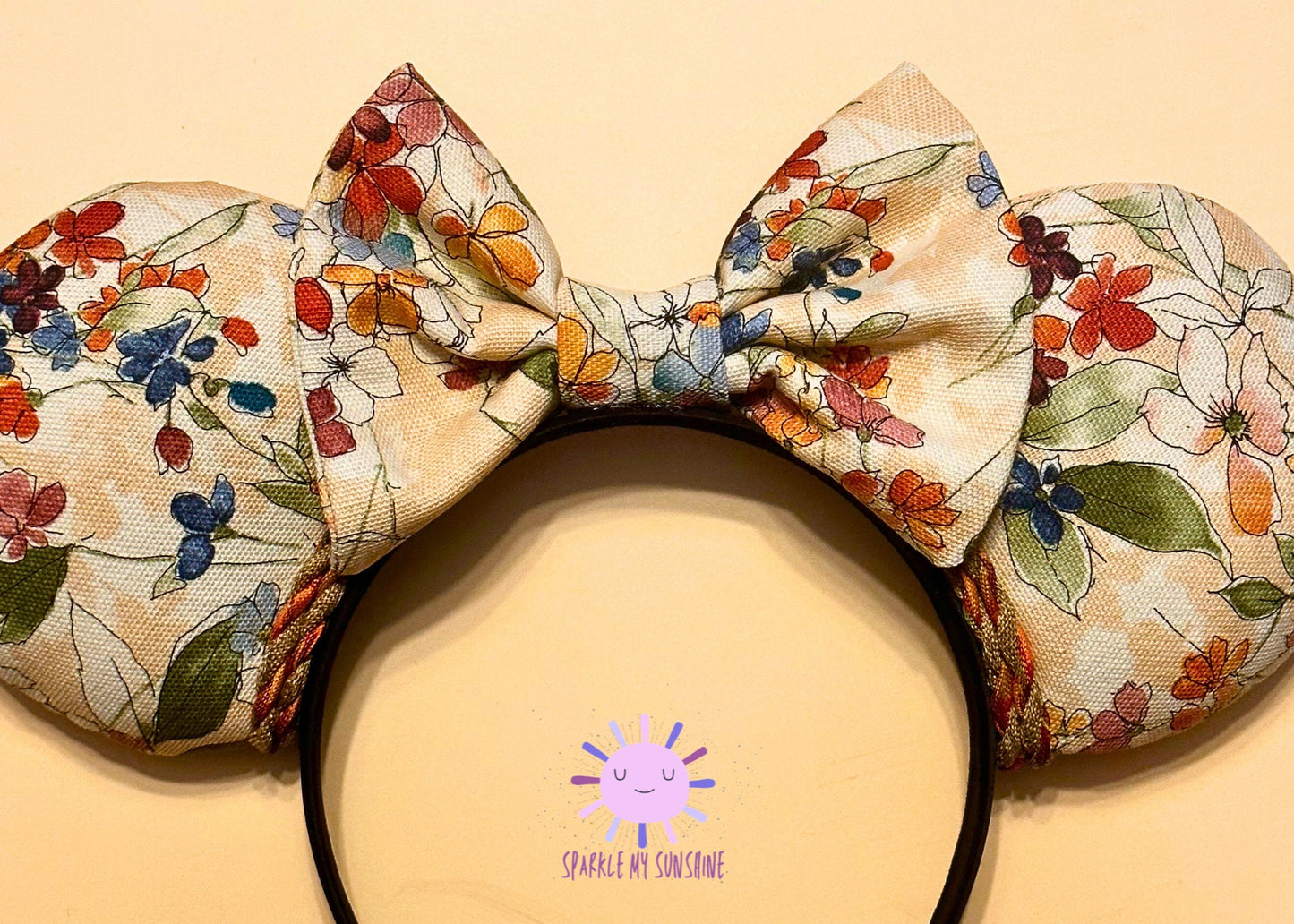 Autumn Floral Fall Disney Ears, Brown Thanksgiving Mickey Mouse Ears, Cozy Cute Minnie Mouse Ears, Unique Disneyland Headband, Halloween Ear